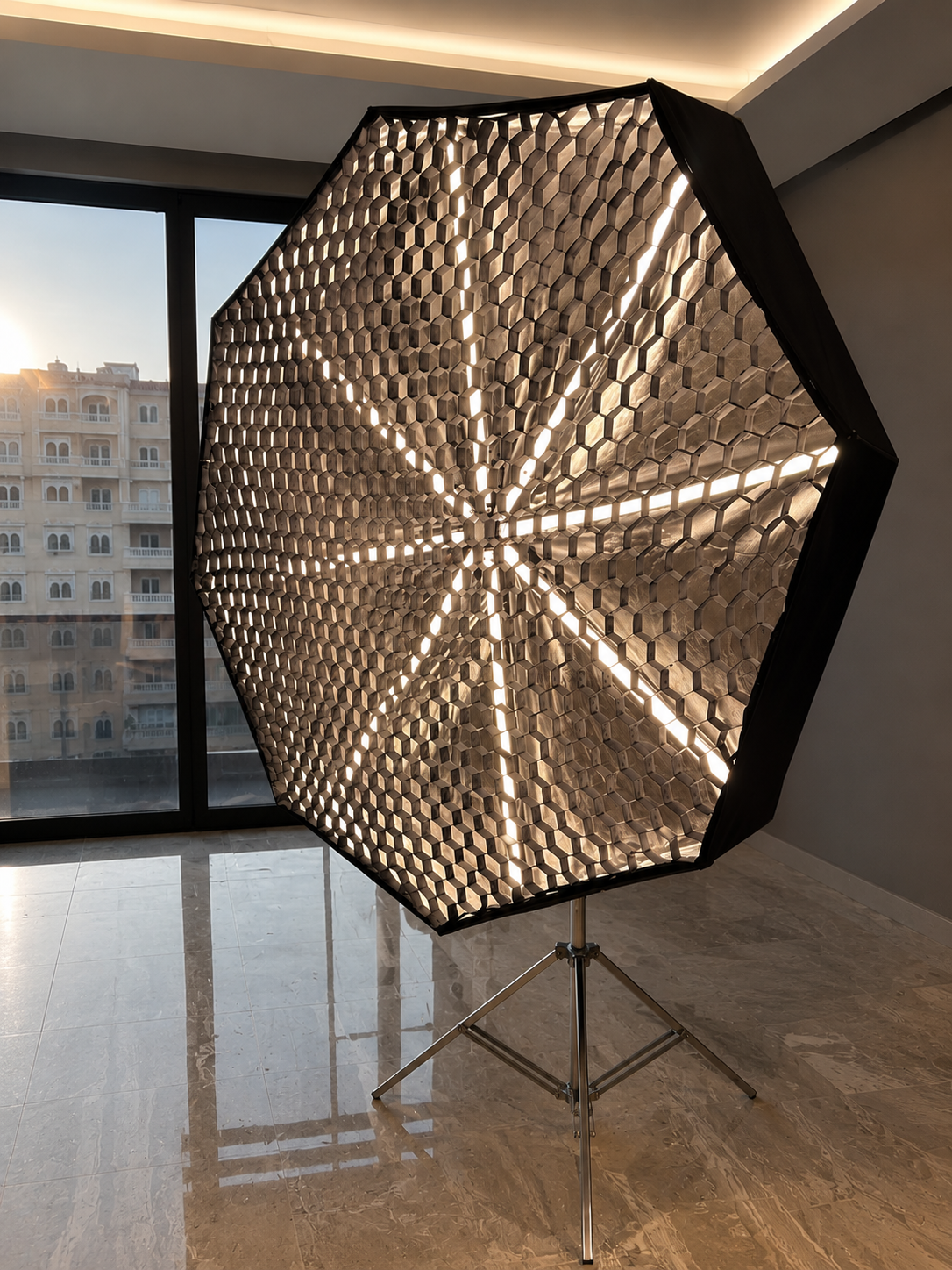 Fly Octa Softbox — Grid + Diffusion