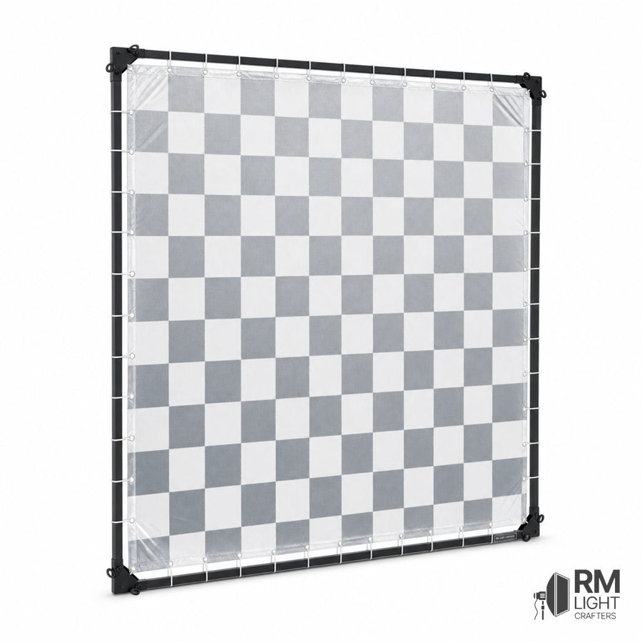 Checkerboard White Silver Printed