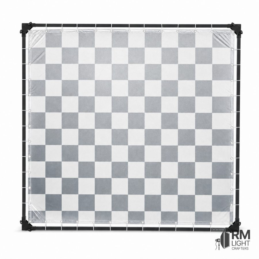 Checkerboard White Silver Printed